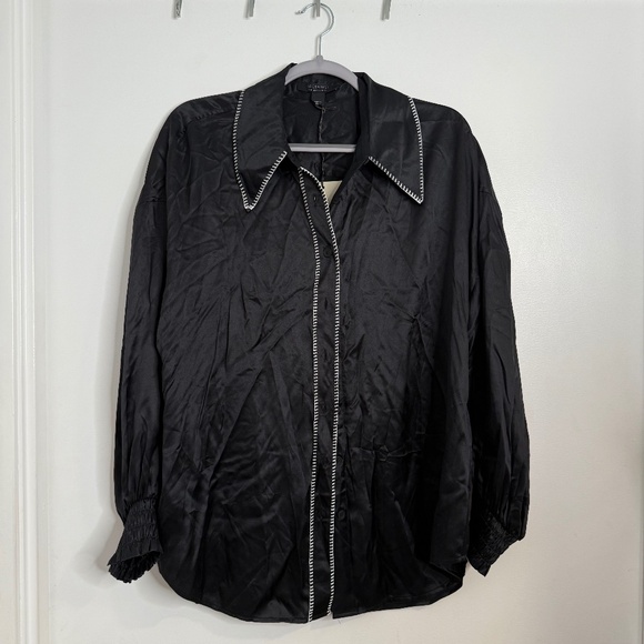 NWT - AllSaints Charli Stitch Shirt | Black | US 6 / UK 10 - Picture 1 of 5